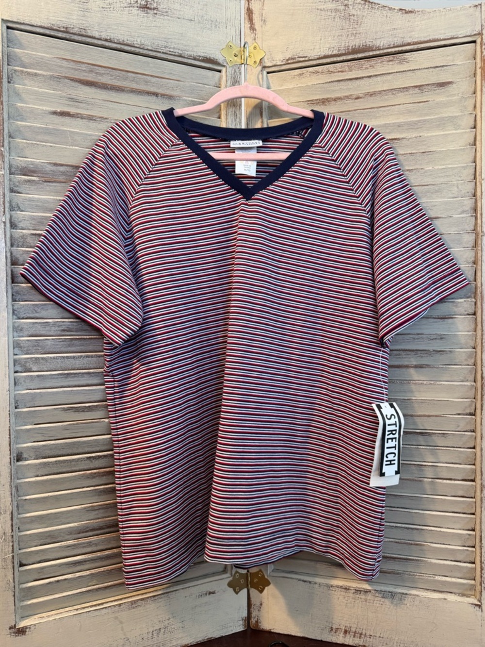 VTG Jantzen Classics NWT Striped Stretch V-Neck Tee XL